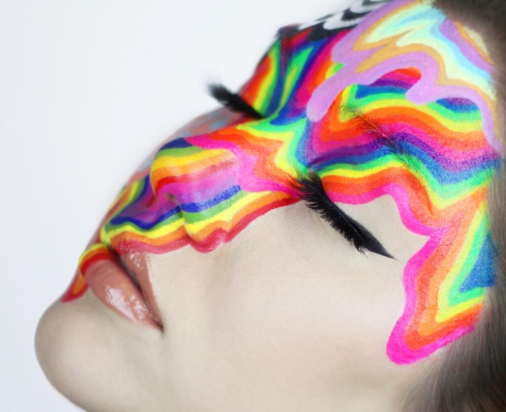 rainbow dripping makeup